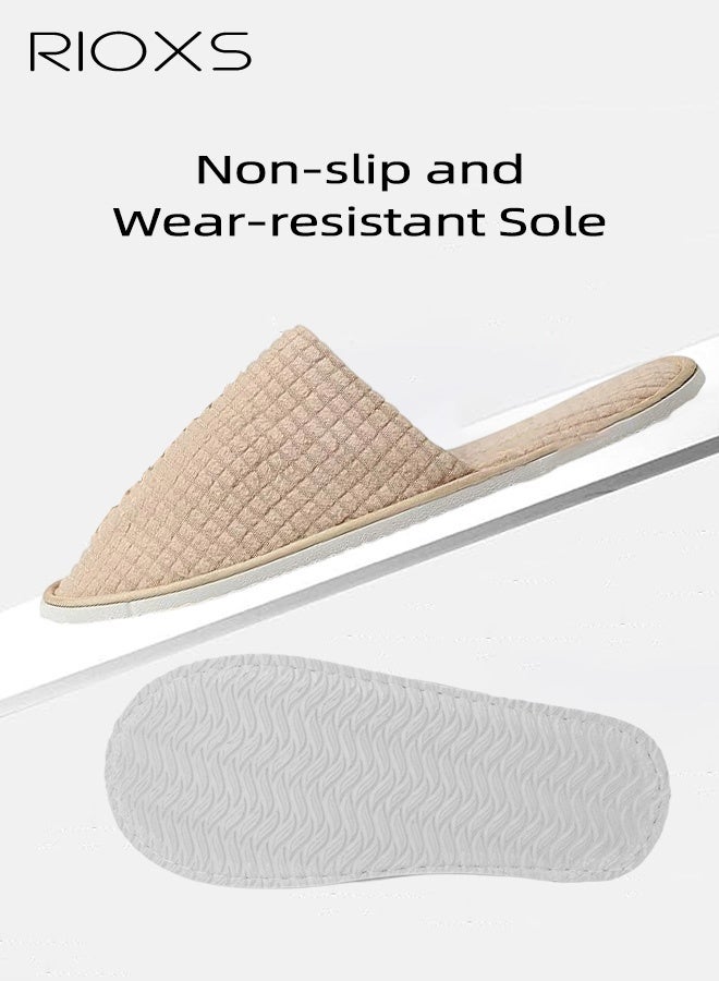 RIOXS 6 Pairs Slippers, Unisex Half Slippers, Non Slip Disposable Slippers For Guest, Reusable Washable Indoor Flats, Mens Womens Slippers, Spa Slippers Guest Slippers For Hotel/ Wedding Party, House Slippers For Bathroom Bedroom, Travel Slippers, Family Closed-toes Half Slippers, Yellow - Image 2